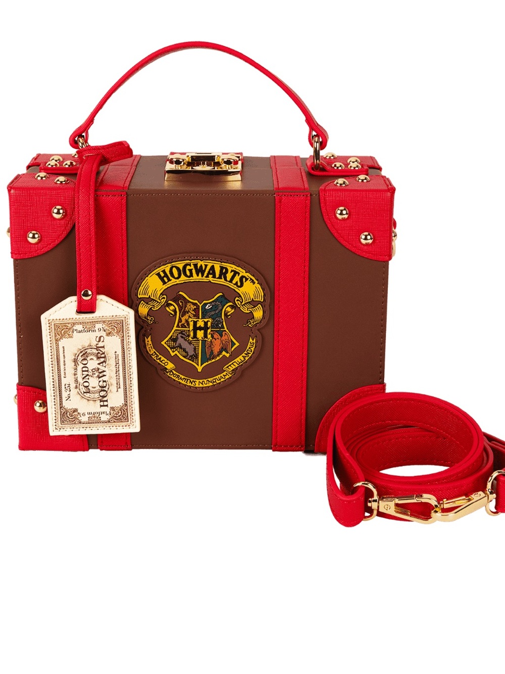 Harry Potter Hogwarts Express Luggage Trunk Crossbody Bag Red Brown NWT